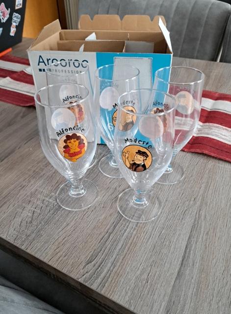 Set van 5 glazen Modeste en Alfoncine, Enlèvement ou Envoi, Neuf, Verre à bière