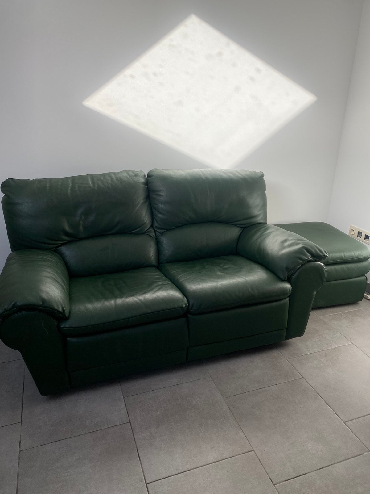 Canape cuir vert foncé, Maison & Meubles, Enlèvement, Utilisé, Cuir