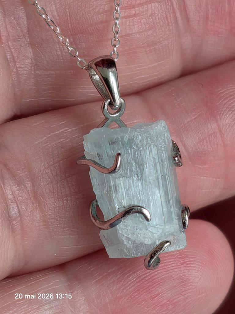 Pendentif an argent massif avec aigue-marine de Pakistan, Bijoux, Sacs & Beauté, Neuf, Enlèvement, Avec pierre précieuse, Argent