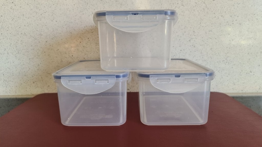 3 'Lock&Lock' vershoudbakjes (tupperware) - 1,1L, Vaatwasserbestendig, Ophalen of Verzenden, Zo goed als nieuw, Bus of Trommel