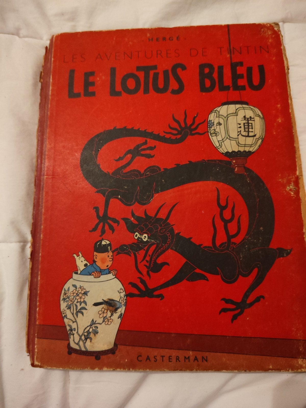 De blauwe lotus, Gelezen, Eén stripboek, Ophalen of Verzenden, Hergé