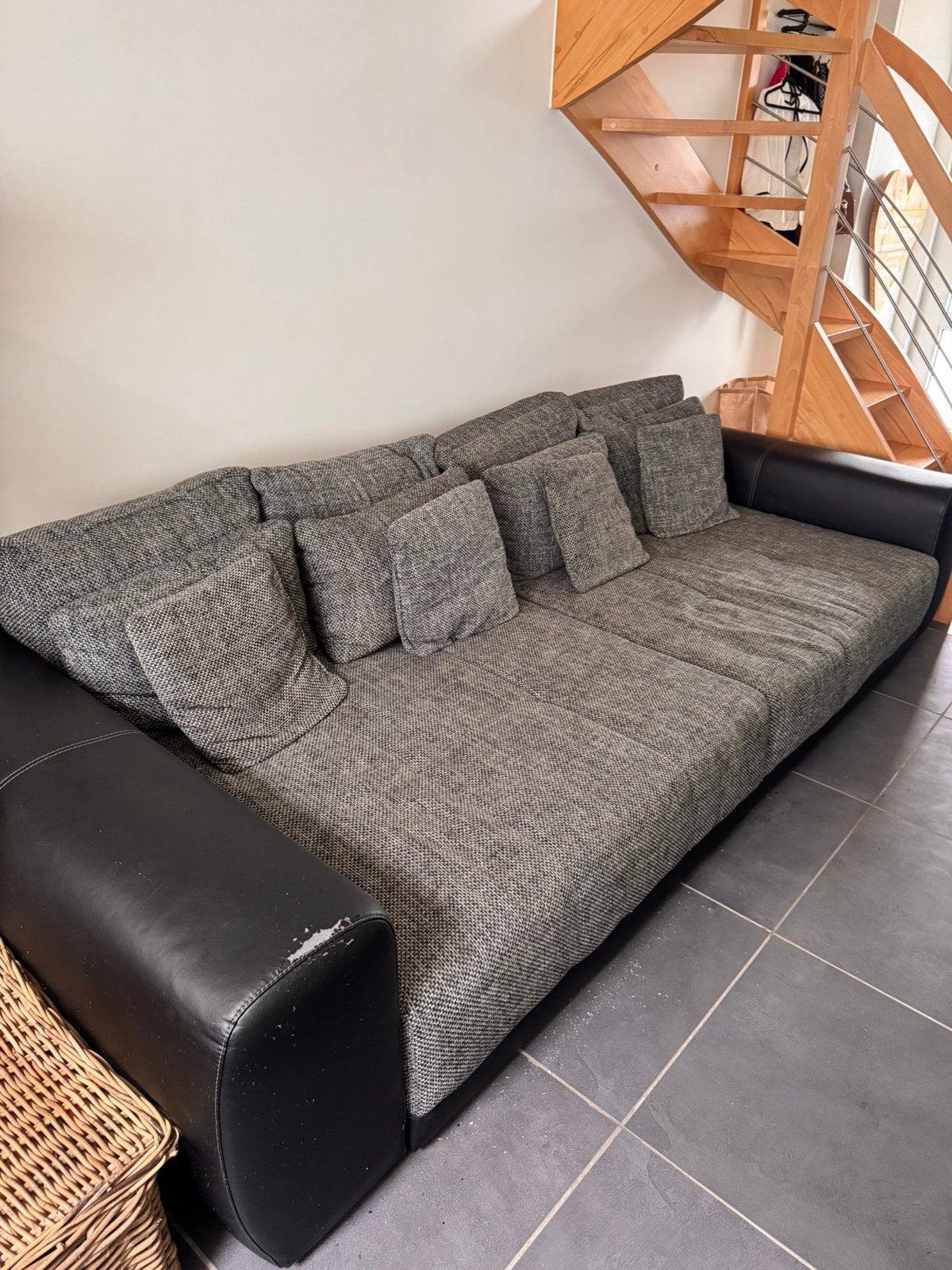 Zetel te koop met 12 bijpassende kussens, Ophalen, Gebruikt, 125 tot 150 cm, 300 cm of meer