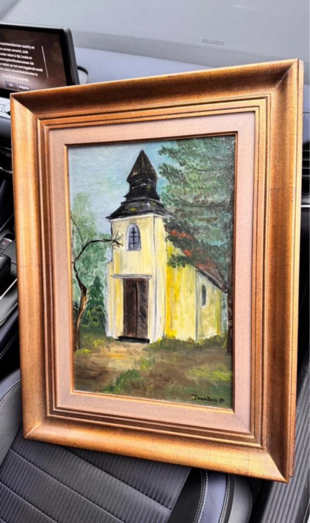 Schilderij Baeten Vintage olieverfschilderij met goudenlijst, Antiek en Kunst, Ophalen