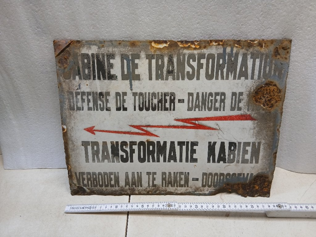 Oud emaille bordje doodsgevaar, Verzamelen, Ophalen of Verzenden, Gebruikt, Reclamebord