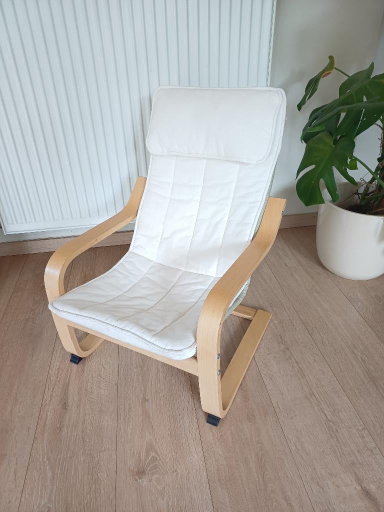 kinderfauteuil berkenfineer Ikea met kussen, Enlèvement, Utilisé