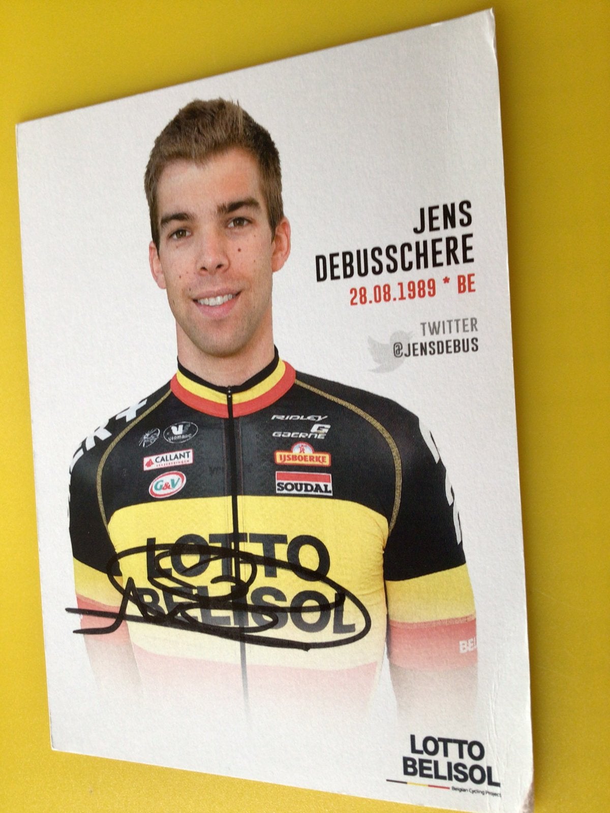 Wielerkaart 2014 bk team lotto jens debusschere signe, Envoi