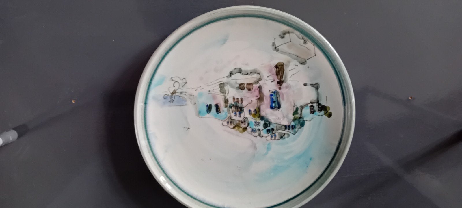 Assiette céramique, décor  méditerranéen n, Enlèvement