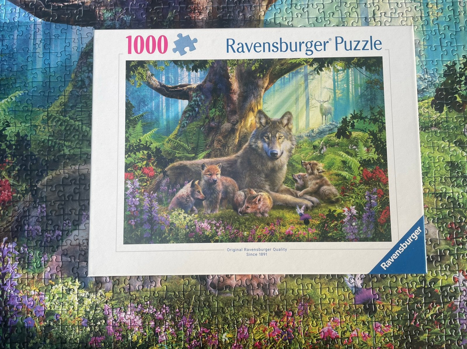 Puzzel familie wolven 1000 st, Hobby en Vrije tijd, Ophalen of Verzenden, Zo goed als nieuw