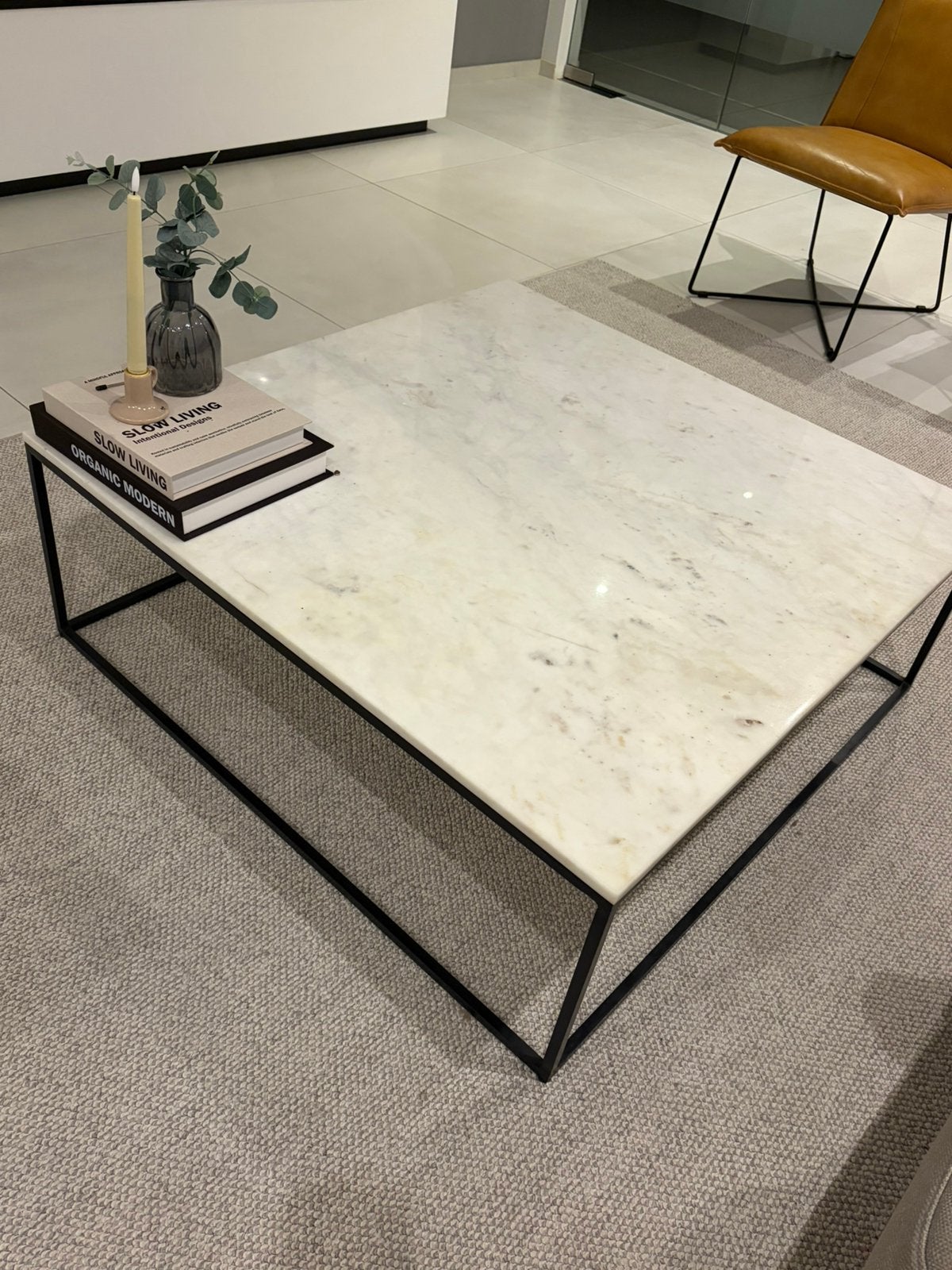 Marmar salontafel, Maison & Meubles, Enlèvement, Comme neuf, Métal, 75 – 100