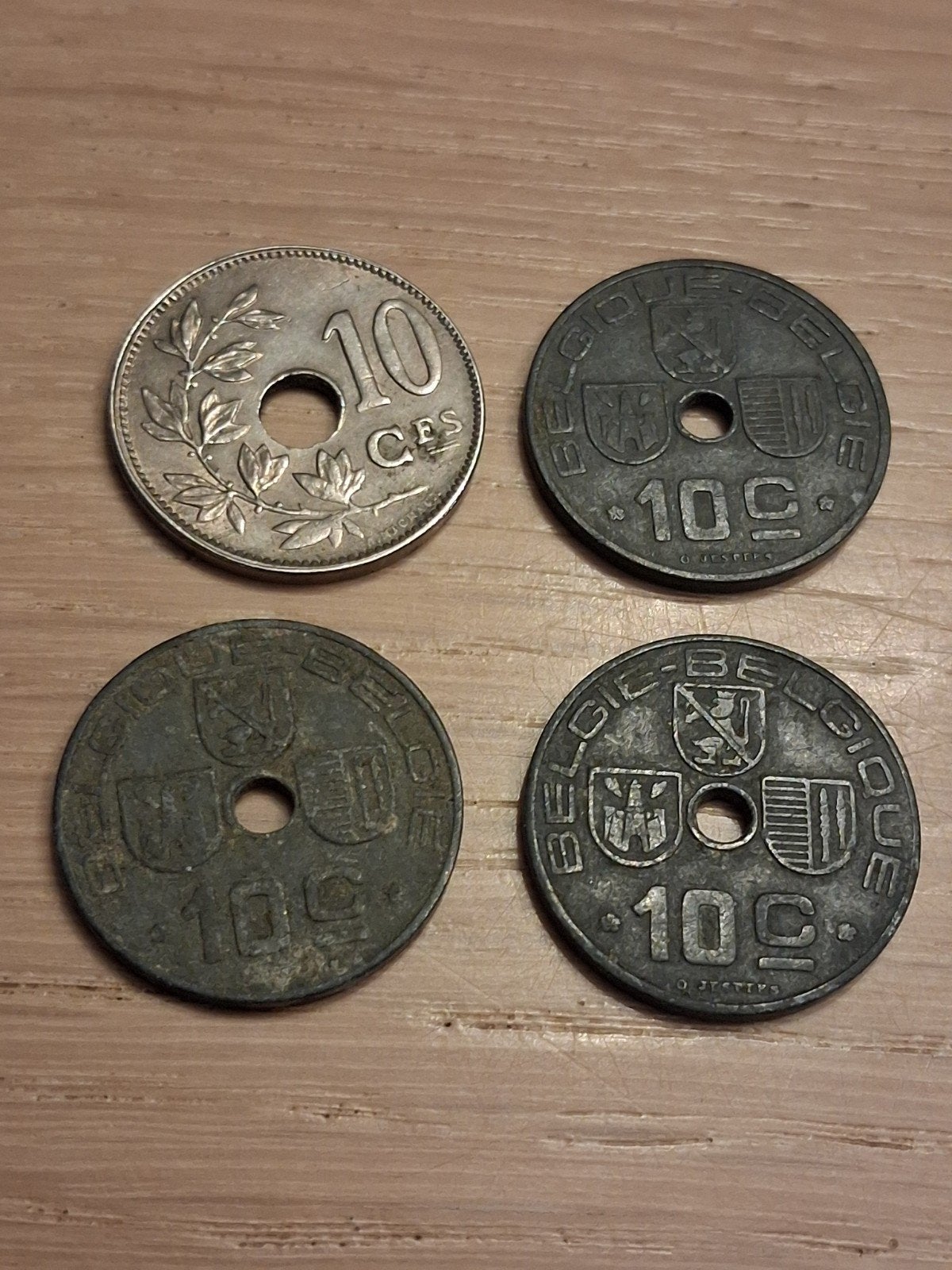 4 Oude muntstukken België 10 centimes, Timbres & Monnaies, Enlèvement
