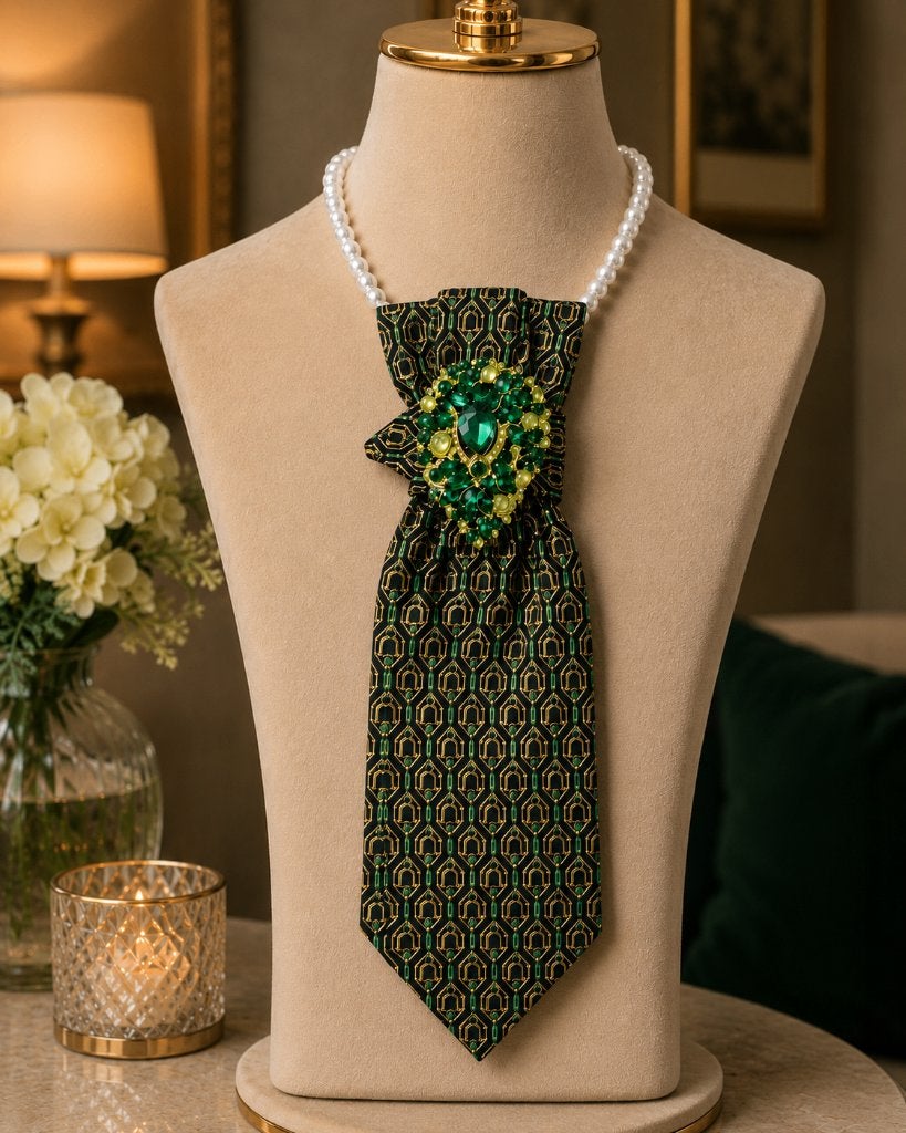 UNIQUE stropdas ketting TREND 2026, Bijoux, Sacs & Beauté, Colliers, Envoi, Comme neuf, Vert, Autres matériaux