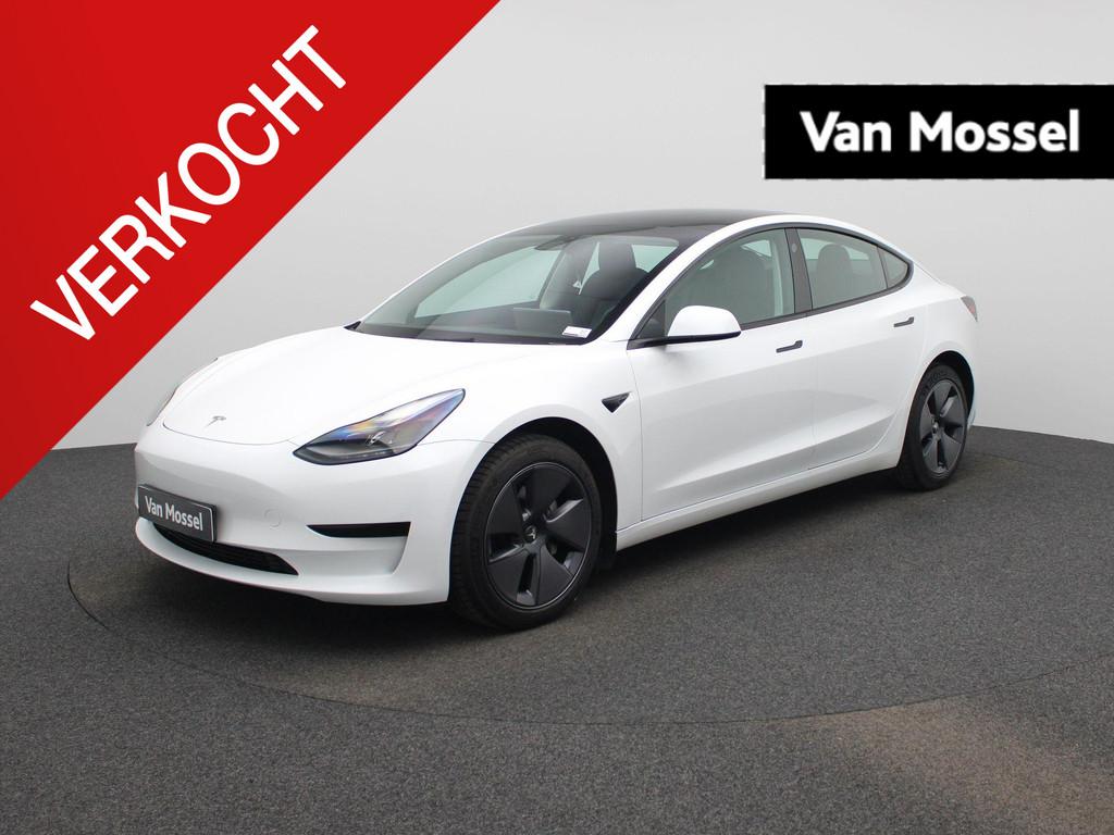 Tesla Model 3 RWD 60 kWh SOH 96% | PANO | LEDER | CAMERA, Auto's, Tesla, Automaat, Gebruikt, Startonderbreker, Wit