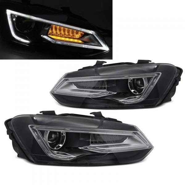 SET DE PHARES LED NOIR VW POLO V 9-17 Neuf, Enlèvement