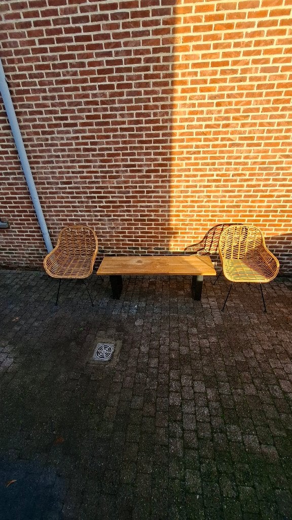 2 stoelen + zitbank voor eetkamer, Huis en Inrichting, Ophalen, Gebruikt, Hout