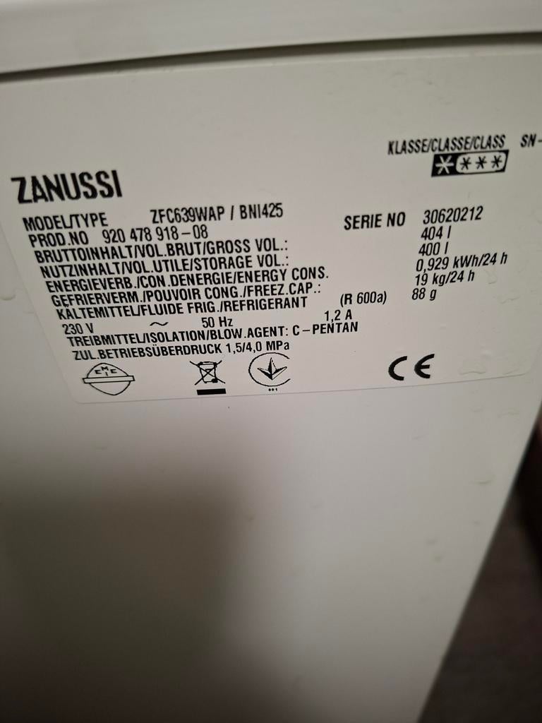 DIEPVRIES  ZANUSSI  400 L, Enlèvement