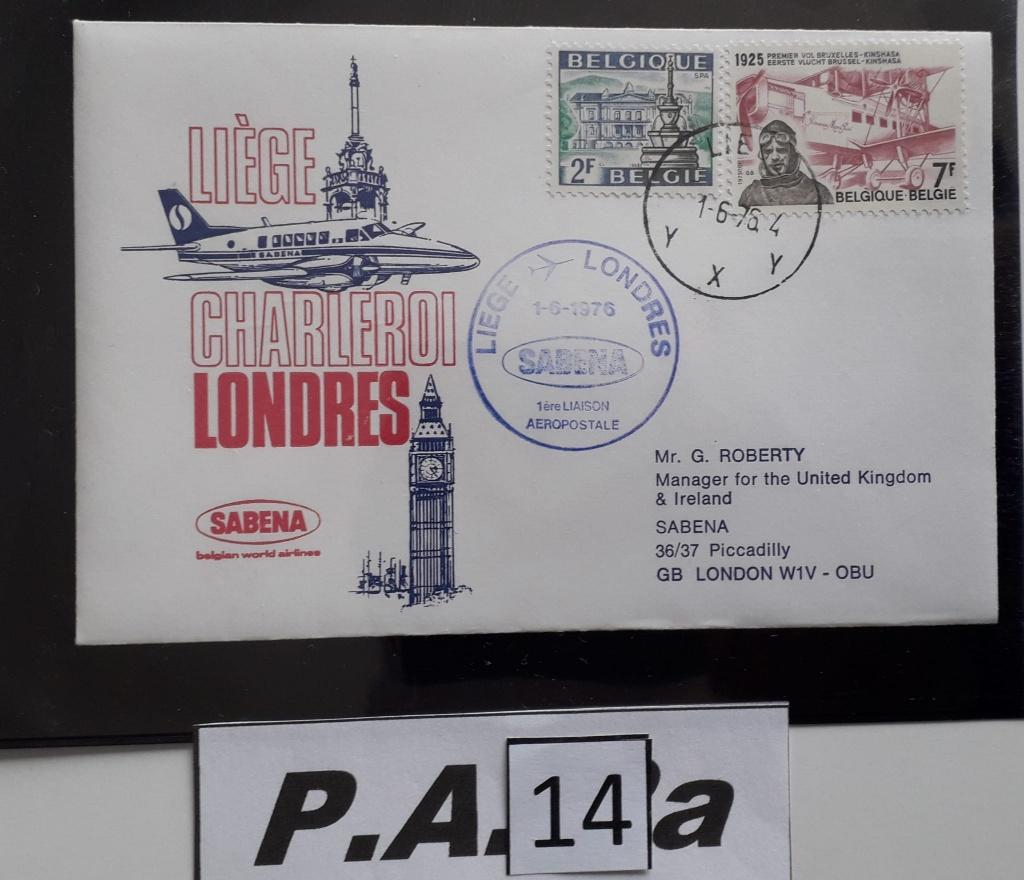 Timbres Poste Aérienne /Première liaison Liège-Londres 1976, Oblitéré, Enlèvement ou Envoi, Timbre de poste aérienne, Affranchi