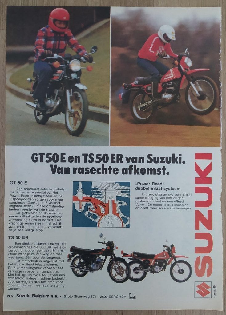 papieren advertentie Suzuki GT 50 E / TS 50 ER, Ophalen of Verzenden