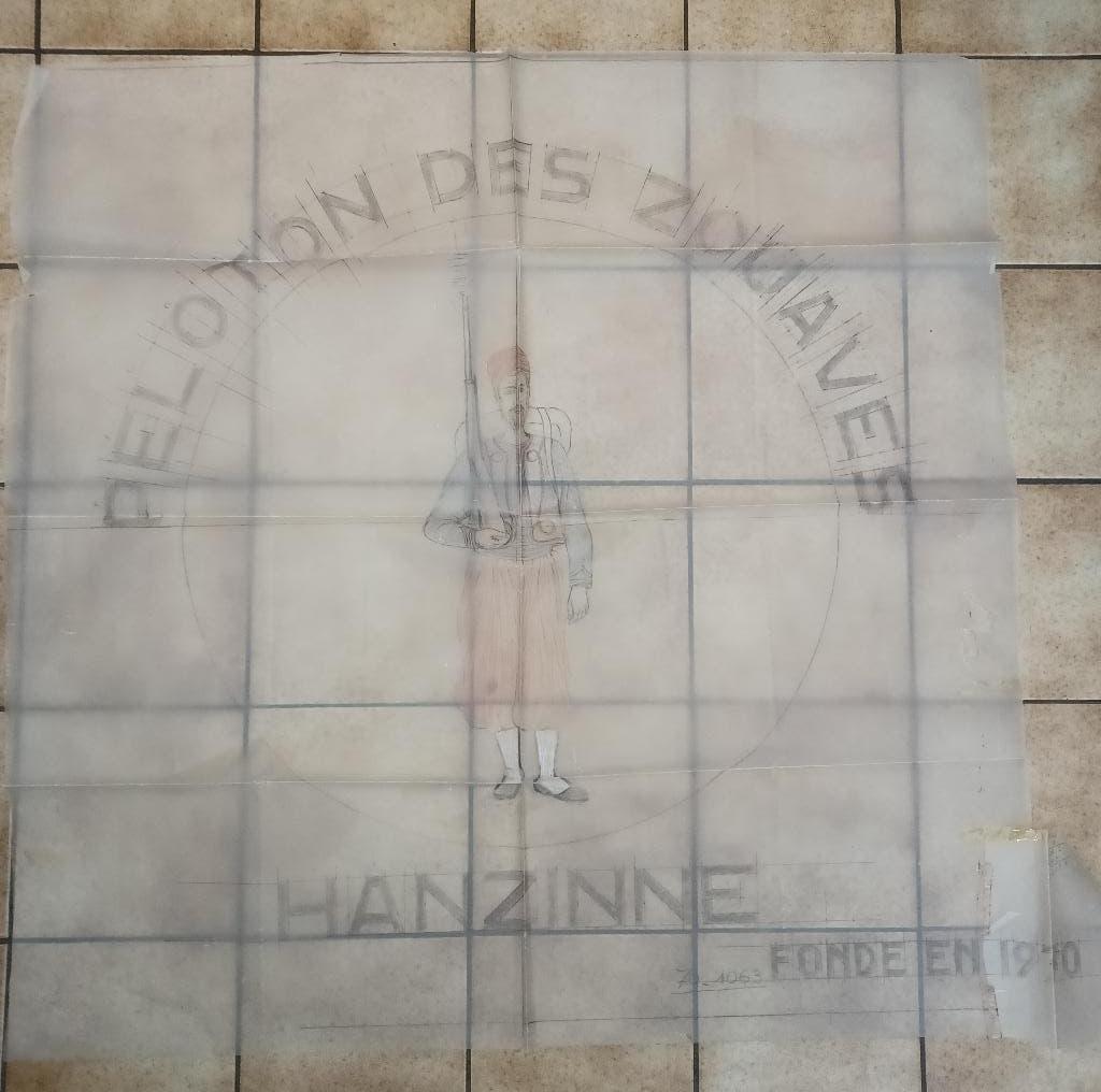 zouaves zouaaf peloton Hanzinne  ontwerp vlag, Ophalen of Verzenden, Overige soorten, Vlag of Vaandel