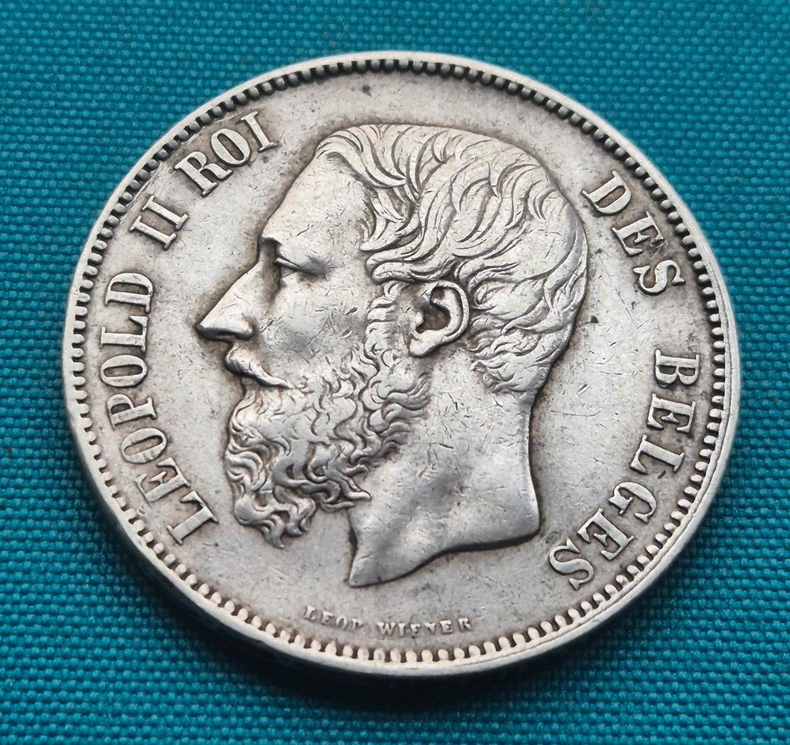 België  5 Francs 1870  Leopold ll, Zilver, Ophalen of Verzenden, Losse munt, Zilver
