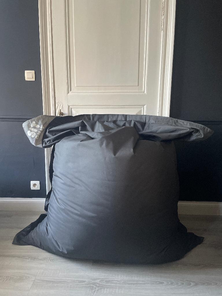 Zitzak donkergrijs Sit On It, Maison & Meubles, Sièges-poires, Comme neuf, Pouf, Gris, Enlèvement