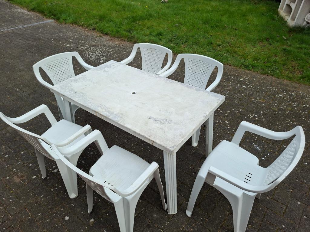 Complete Tuinset rechthoekig tafel met 6x stoelen, Ophalen, Zo goed als nieuw, Tuinset