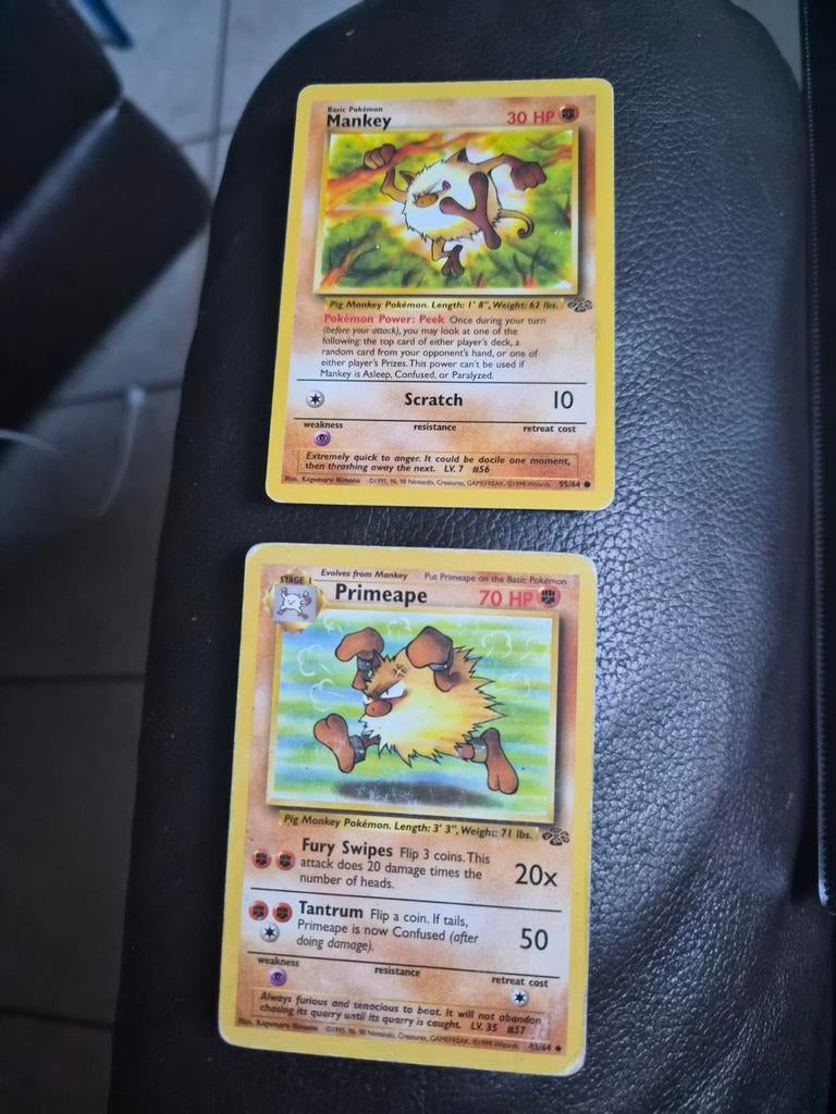 Mankey primeape evolution jungle, Hobby en Vrije tijd, Ophalen of Verzenden, Gebruikt, Losse kaart, Foil