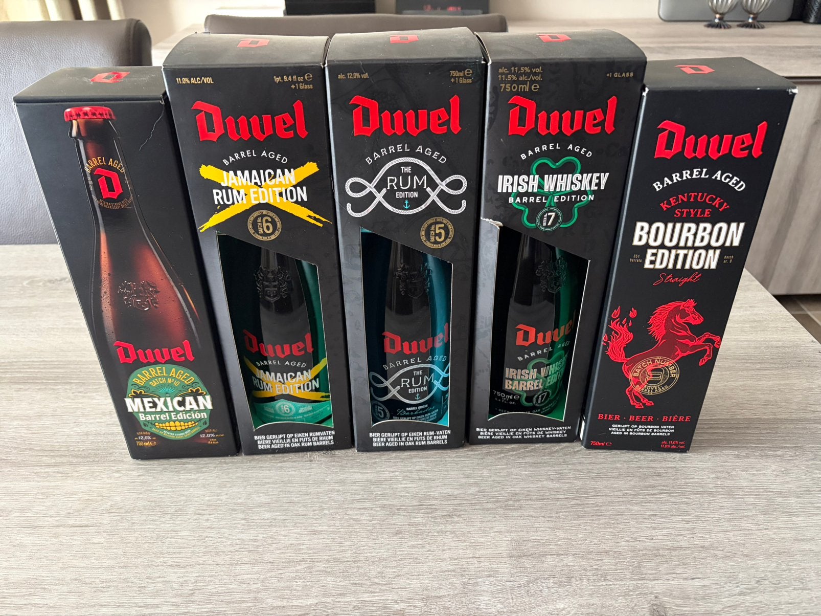 Duvel barrel aged 5 verschillende edities, Ophalen, Duvel