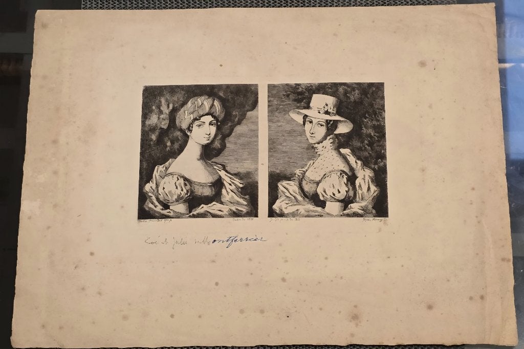 Gravure unique+Baron Gérard désattribuer+Julie Duvidal, Signé, Gravure, Portrait, 1800 - 1899
