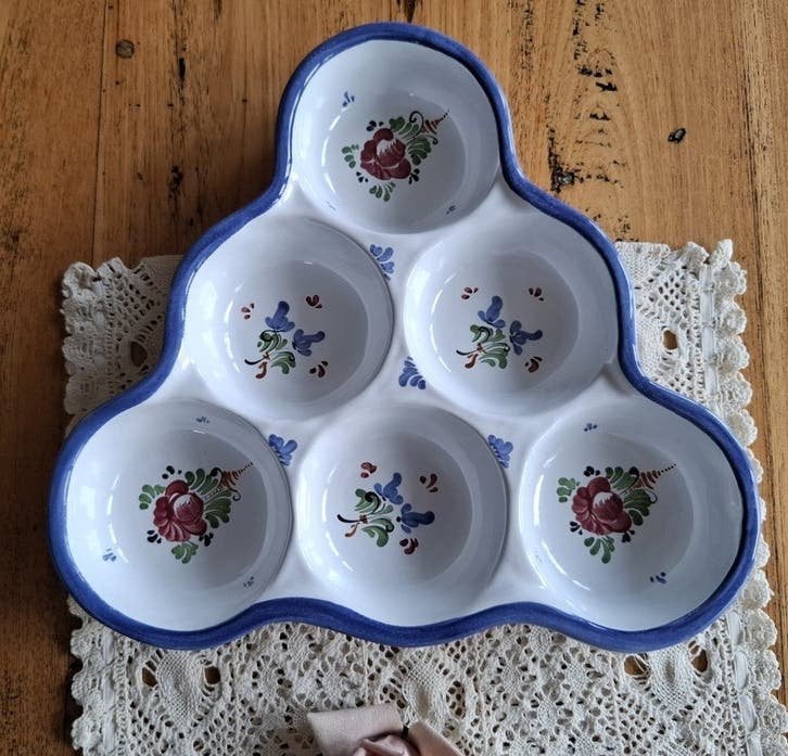 Prachtige landelijke vakkenschaal / serveerschaal, bloemen, Gebruikt, -, -, Ophalen of Verzenden
