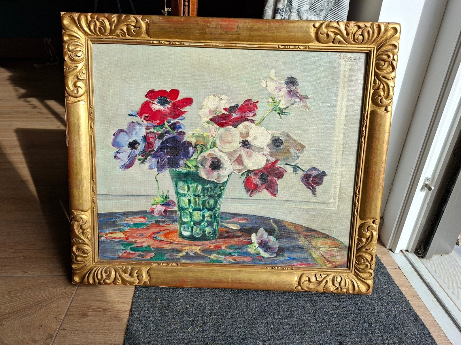 les anémones., Antiquités & Art, Enlèvement, Fleurs, Toile