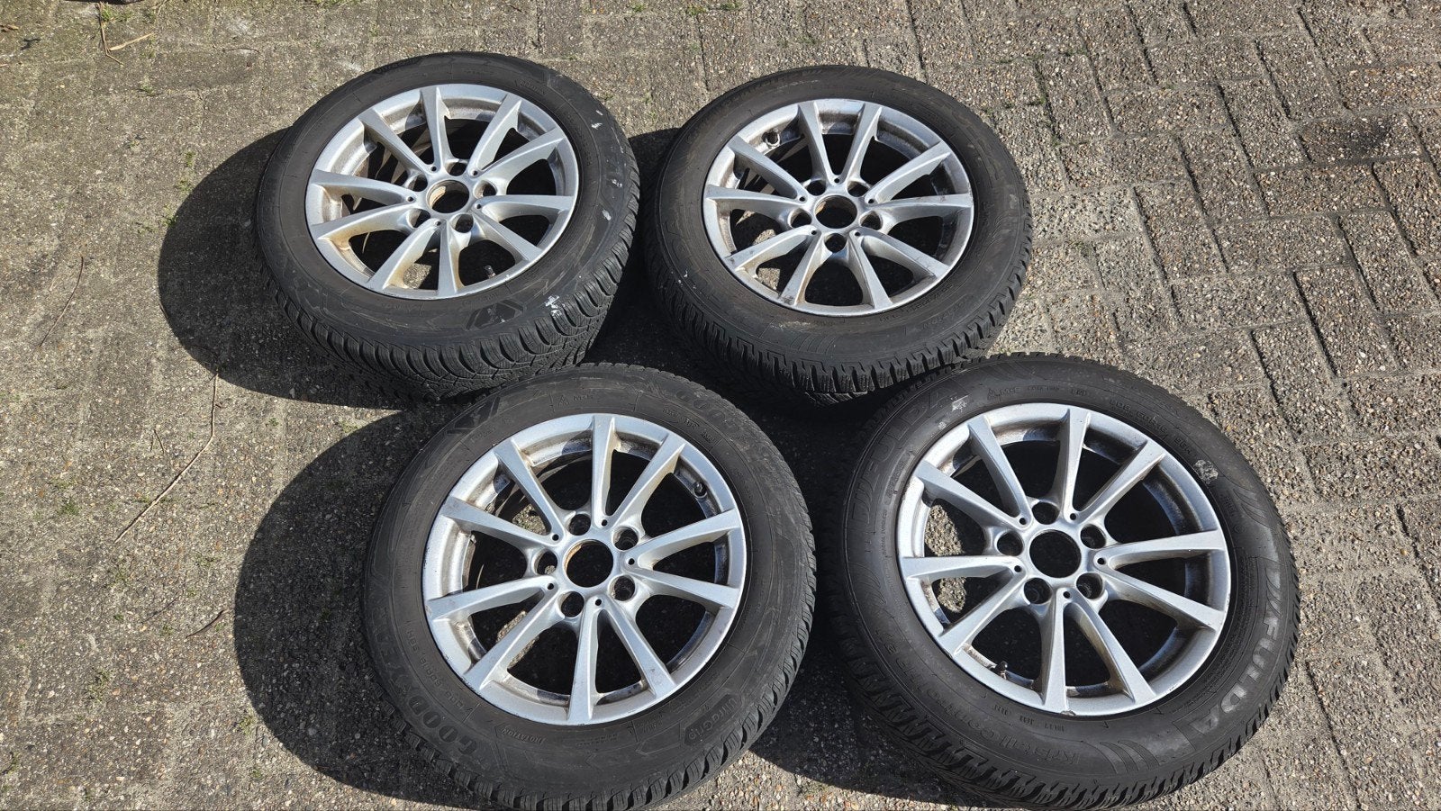 Originele bmw alu velgen 3 serie f30 met goede winterbanden, Ophalen, Gebruikt, 16 inch, Banden en Velgen