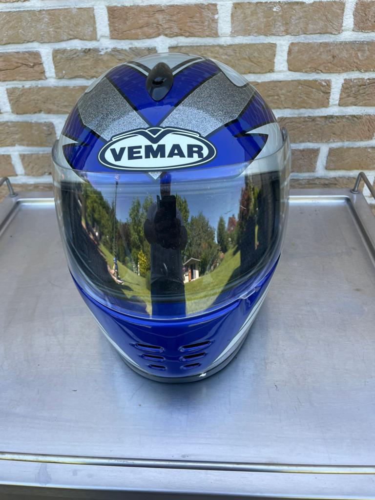 Motorhelm VEMAR Blauw-Zilver, Motoren, Kleding | Motorhelmen, Integraalhelm, S, Tweedehands, Ophalen