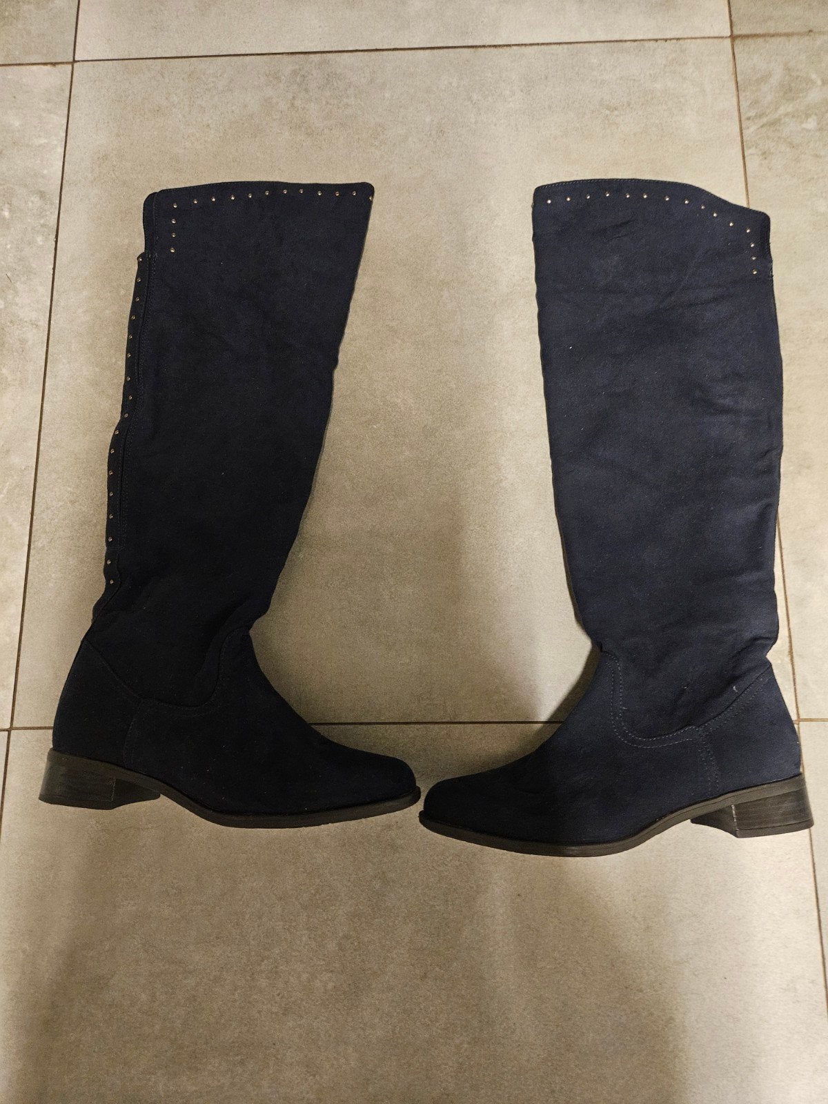 nieuw donkerblauwe lange laarzen maat 39, Hoge laarzen, Blauw, Nieuw, Ophalen of Verzenden