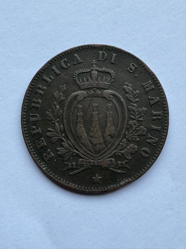 Saint-Marin - 5 centesimi 1869, Timbres & Monnaies, Monnaies | Europe | Monnaies euro, Enlèvement ou Envoi, Saint-Marin, Monnaie en vrac
