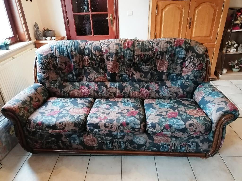 " DRINGEND " Om een 3-zitsbank + 2 fauteuils weg te geven, Huis en Inrichting, Ophalen, Gebruikt, Overige maten, Stof