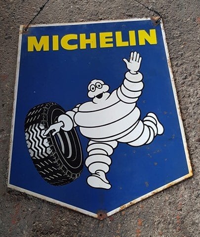 Michelin Bibendum vintage reclame bord banden decoratie, Ophalen of Verzenden, Gebruikt, Reclamebord