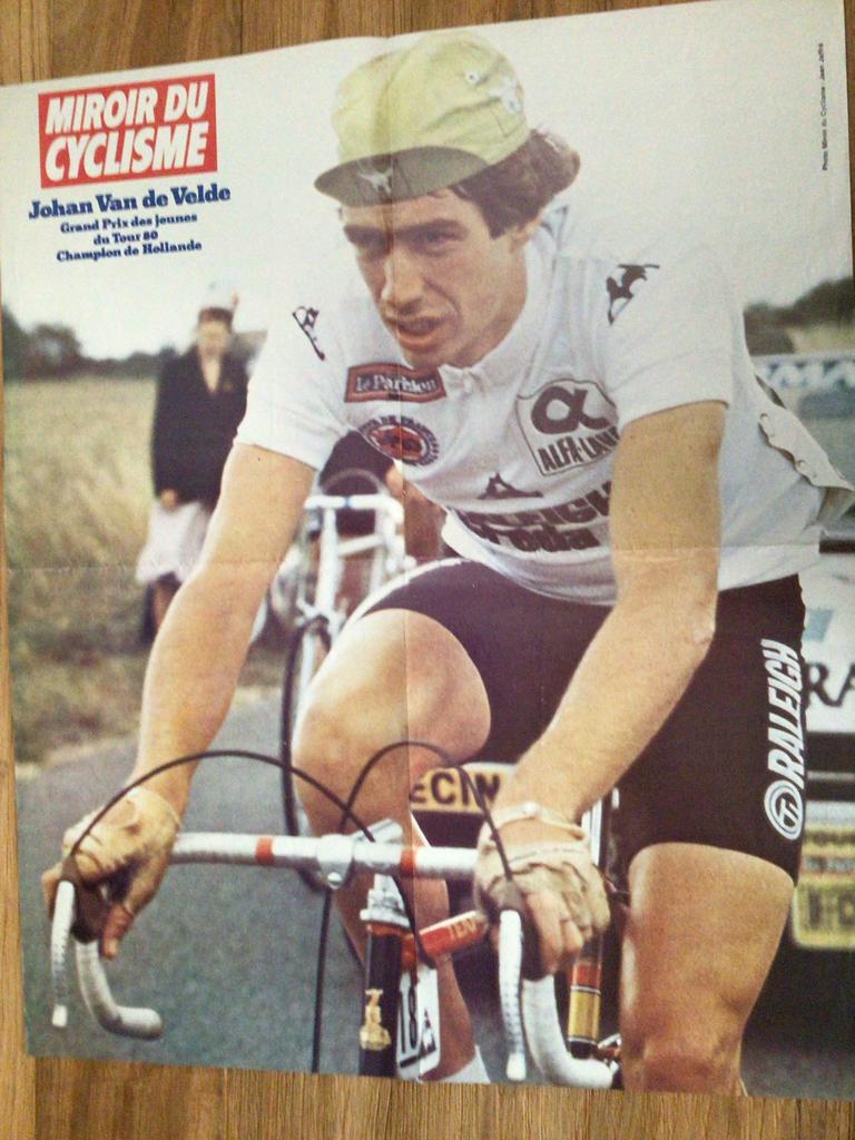 Wielerposter tour team raleigh johan van de velde, Verzenden, Zo goed als nieuw