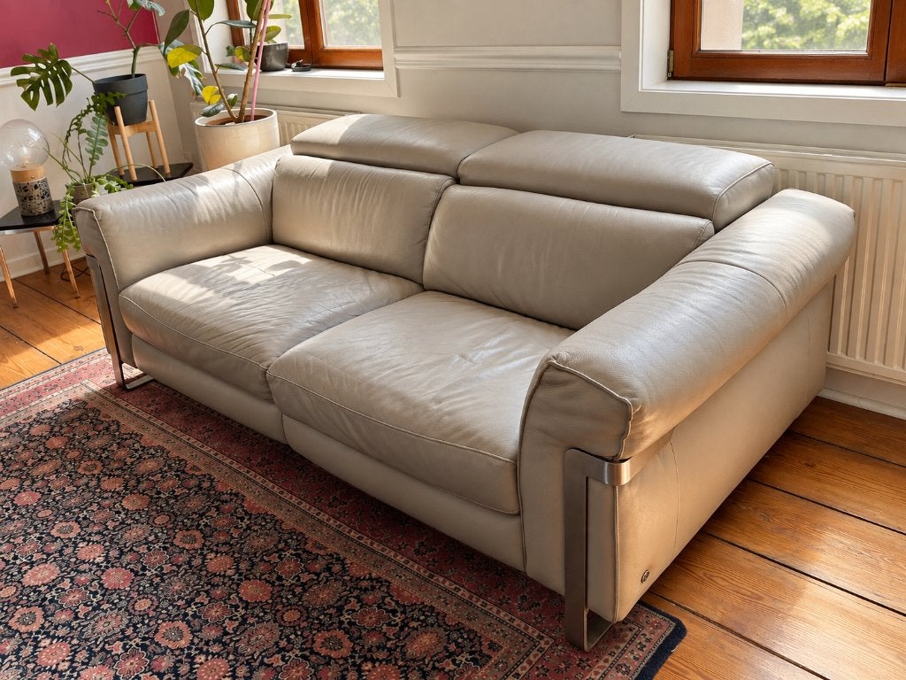 Natuzzi Italia zitbanken van echt leer — 2 stuks, Ophalen, 100 tot 125 cm, 150 tot 200 cm, Driepersoons
