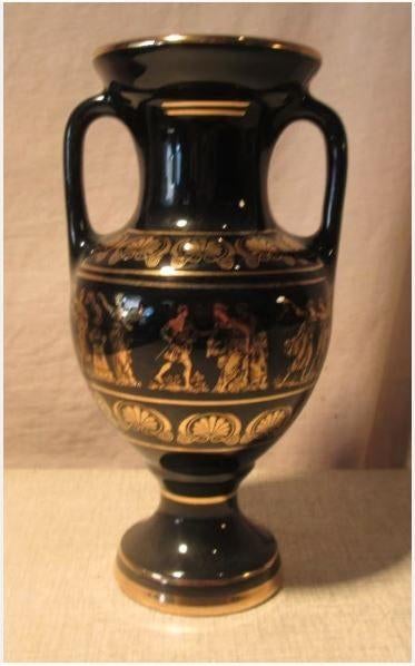 Prachtige Griekse Kruik met 24K goud afgewerkt - 19cm, Antiek en Kunst, Ophalen of Verzenden