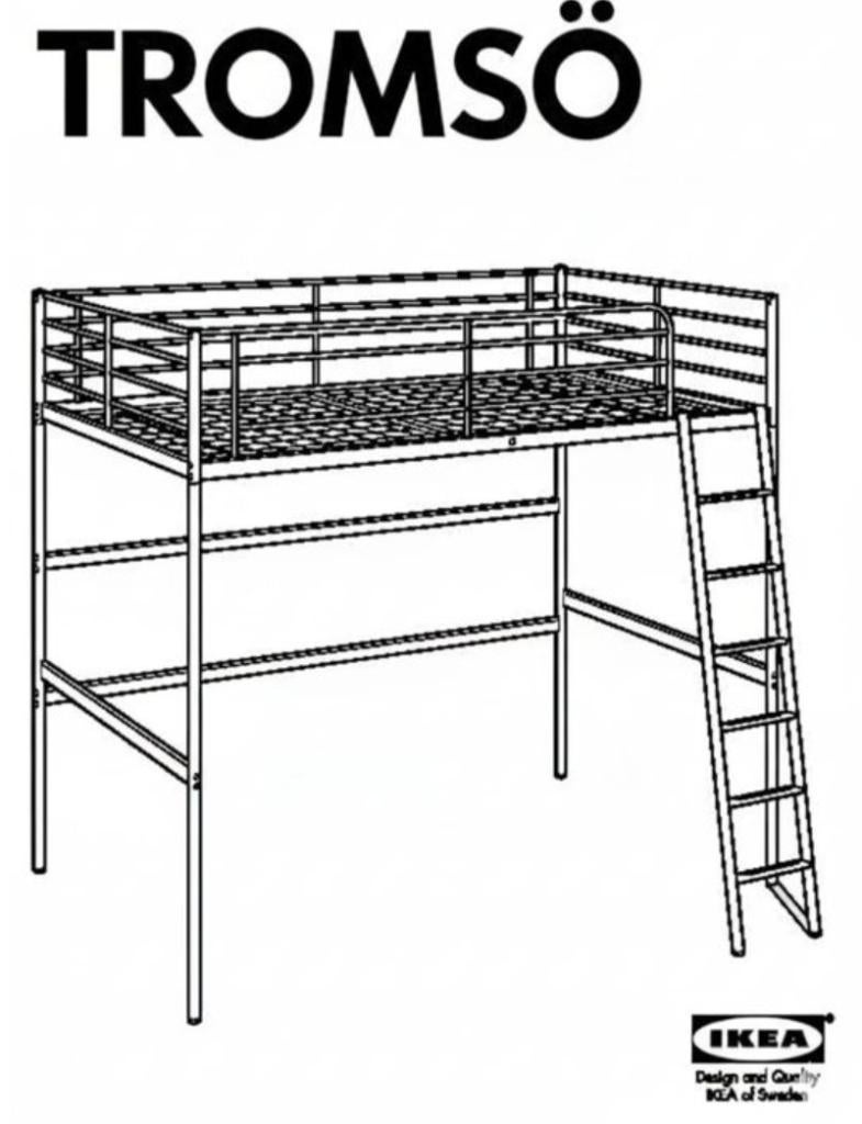 RARE mezzanine IKEA TROMSÖ bas plafond 140cm matelas inclus, Maison & Meubles, Chambre à coucher | Lits superposés & Lits mezzanines