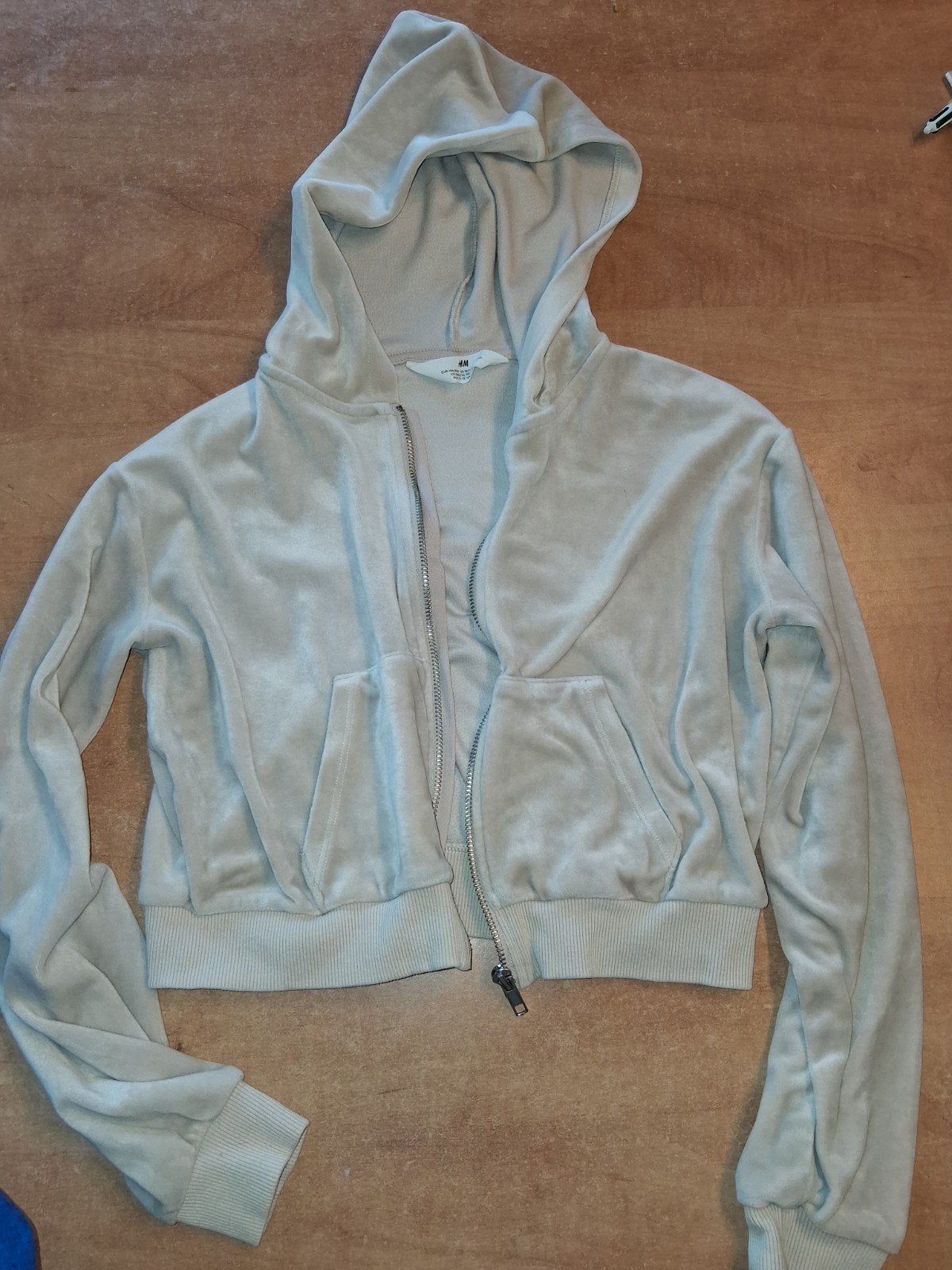 Kort ecru vestje fluweel m146, Kinderen en Baby's, Meisje, Trui of Vest, H&M, Ophalen of Verzenden