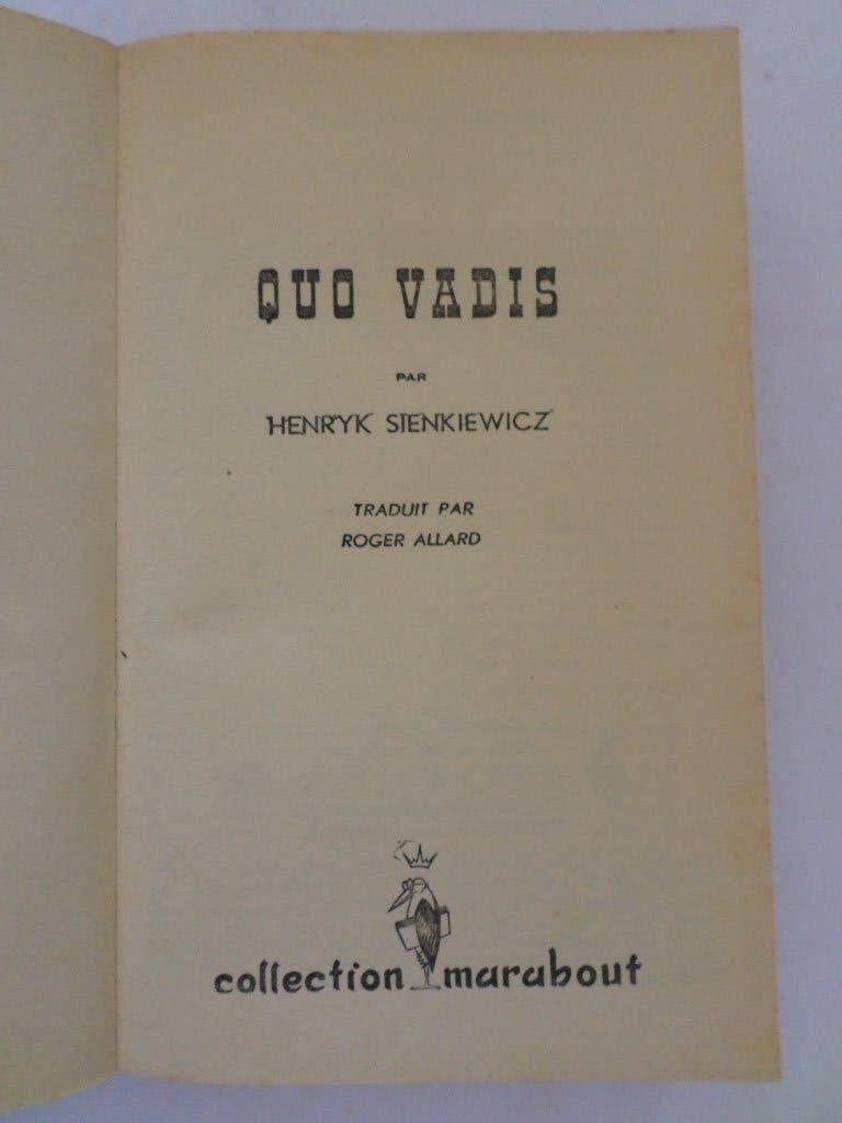 Livre classique Quo vadis Henryk Sienkiewicz Marabout, Livres, Enlèvement ou Envoi, Utilisé, Henryk Sienkiewicz