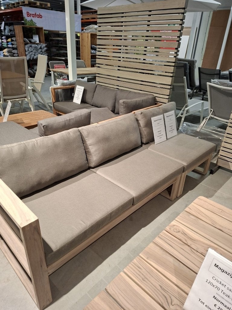 Lounge met frame in vergrijsde teak - NIEUW !, Enlèvement, Neuf, 3 places, Sets de jardin