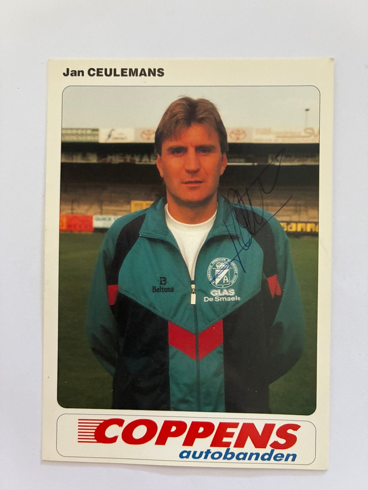 Fotokaart Jan Ceulemans(trainer Eendracht Aalst)gehandtekend, Hobby en Vrije tijd, Stickers en Plaatjes, Ophalen of Verzenden