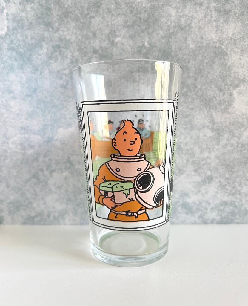 Verre à eau Tintin Le trésor de Rackham le Rouge Amora 1994, Gebruikt, Waterglas, Aucun, VMC