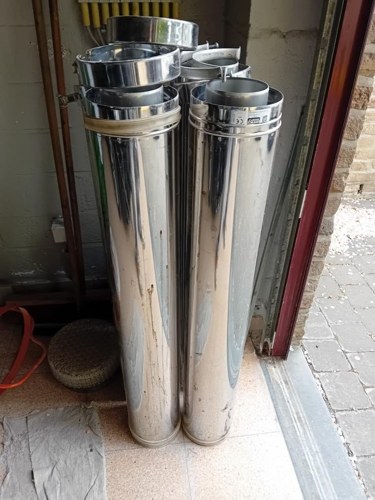 Concentrische rookgasafvoer RVS hoogglans 100-150 lengte 1m, Ophalen