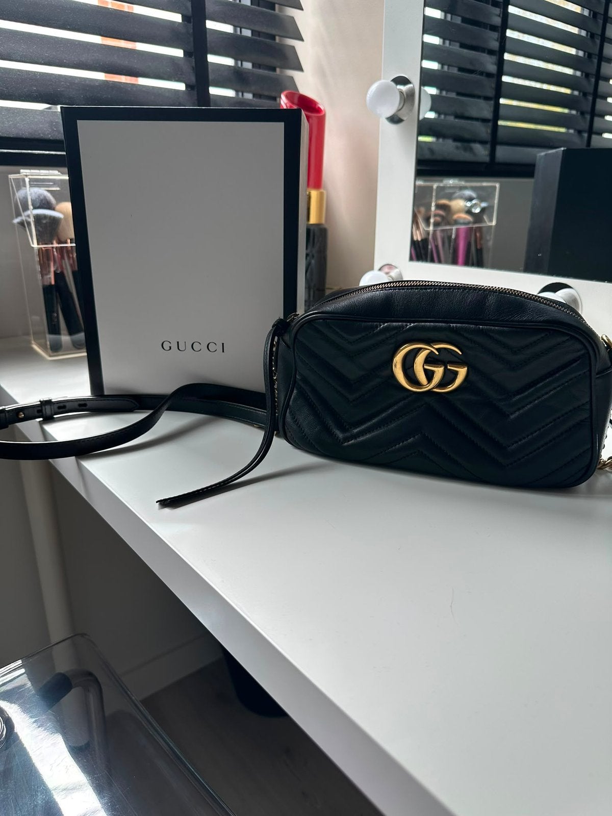 Gucci marmont small camera bag, Ophalen, Gebruikt, Zwart, Handtas