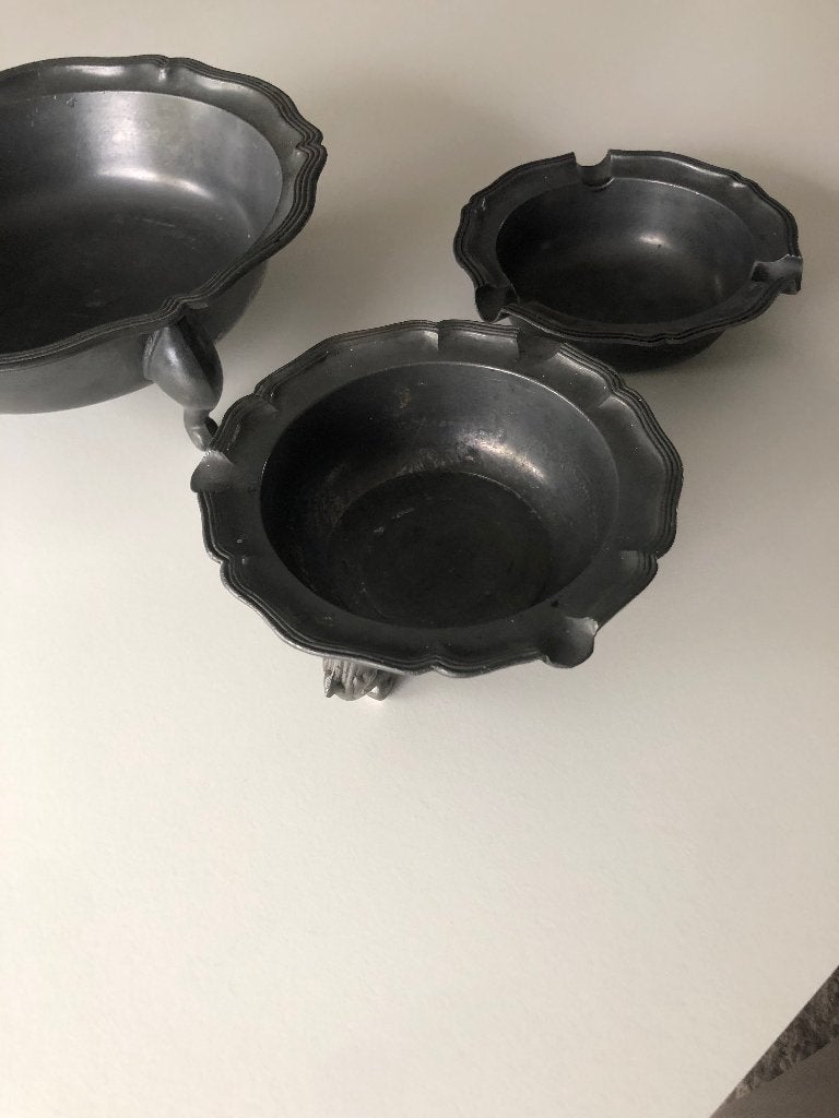 3 antieke Brocante retro asbakken kommen, Antiek en Kunst, Ophalen