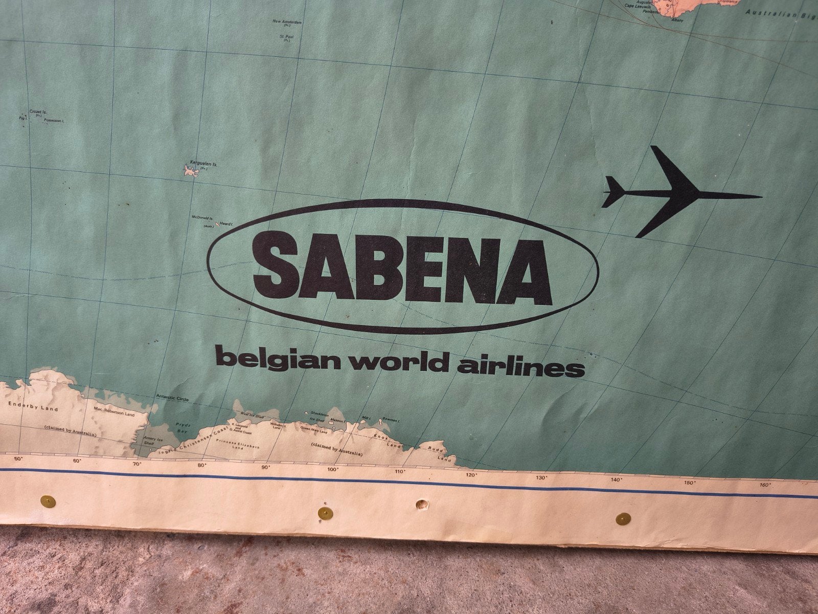 Sabena wereldkaart op houten plaat, Verzamelen, Ophalen
