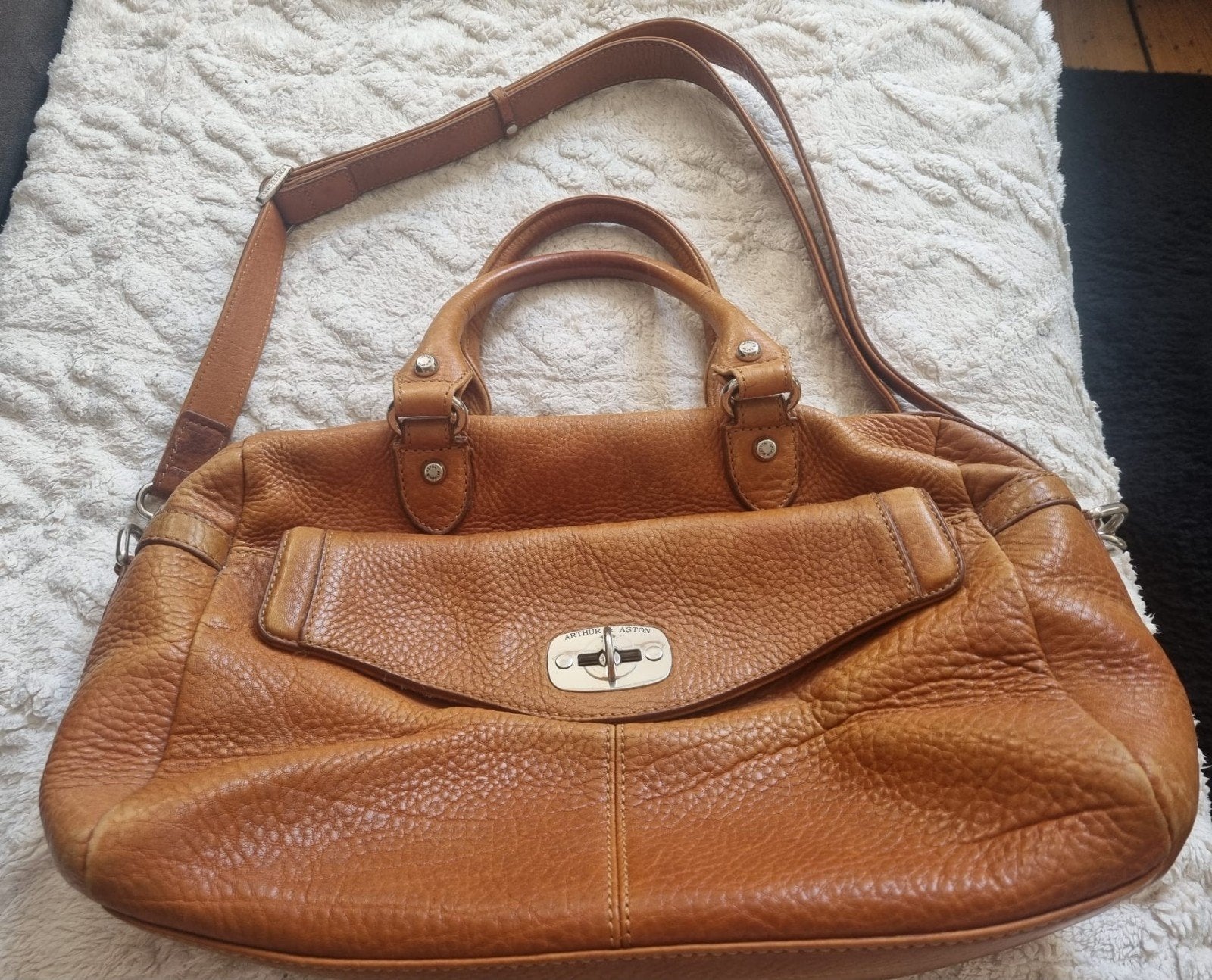 Sac à bandoulière/à main ARTHUR&ASTON Cuir cognac, Autres marques, Cuir, Enlèvement ou Envoi, Brun